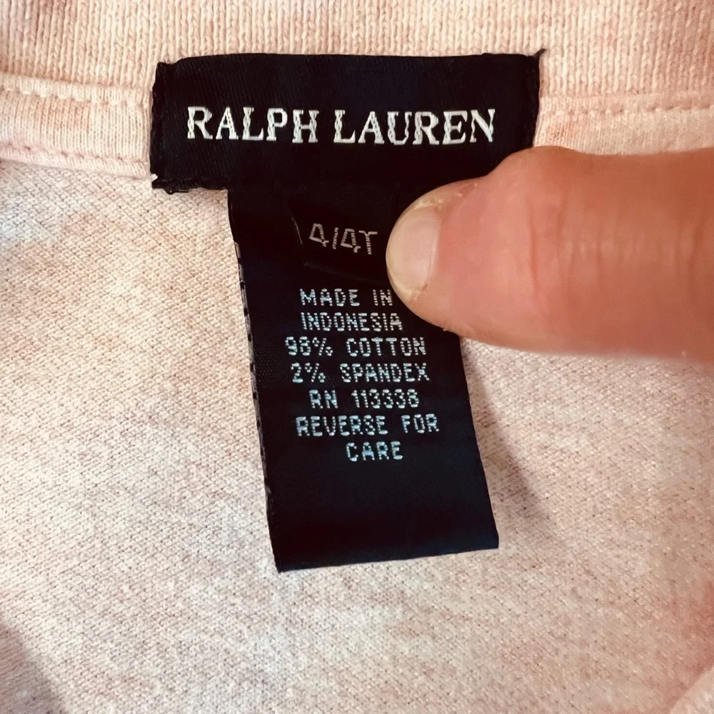 RALPH LAUREN GIRLS LIGHT PINK PULLOVER TOP SIZE 4T